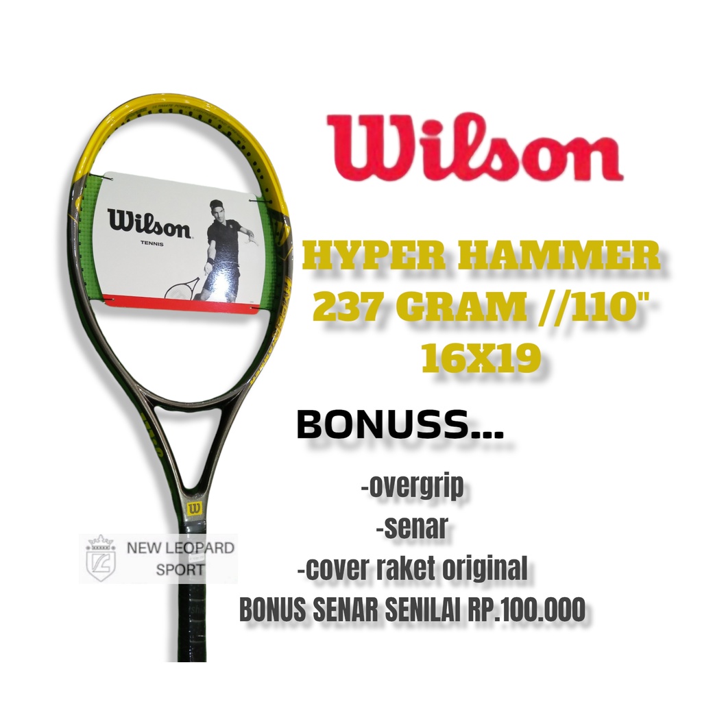 Raket Tenis Wilson Hyper Hammer 2.3 (Grey/Gold) 237gr 110" grip 4 1/4