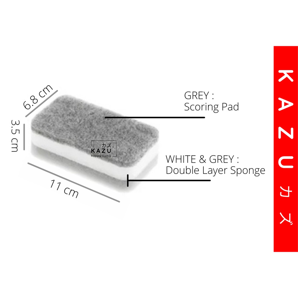 KAZU KHL164 Spons Cuci Piring Dua Sisi Double Magic Dishwash Sponge PIRING SPONGE GELAS SENDOK MAKAN