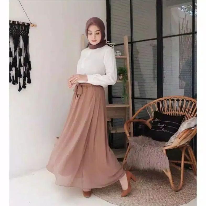 Rok Sifon Ceruti Rok Panjang Rok Ceruty Rok Wanita Rok Chiffon Rok Cewek Rok Ceruti Full Furing Rok 