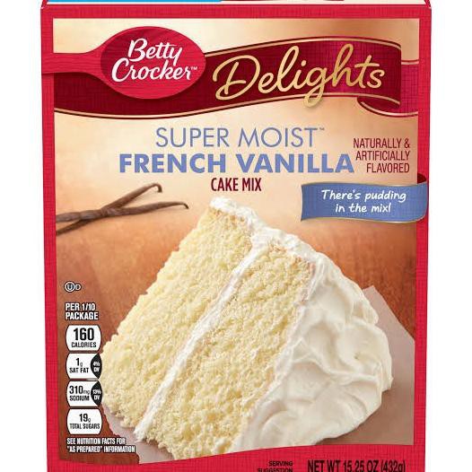 

Betty crocker super moist french vanilla 15.25 oz (432gr)