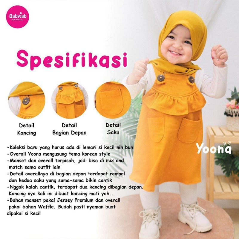 Babyjab Tunik Yoona Anak Perempuan - Baby jab Muslimah Cewek Usia 0 1 2 3 4 5 6 Tahun Lucu Adem Cantik