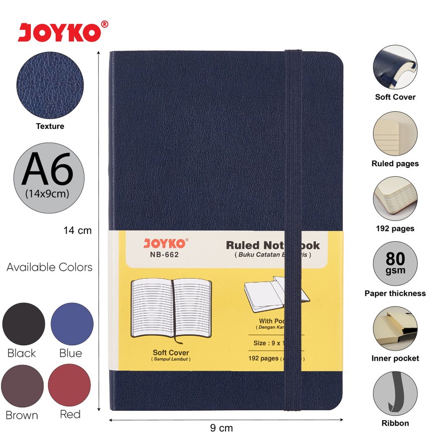 Ruled Notebook Diary Agenda Buku Catatan Bergaris Joyko NB-662 192 hal