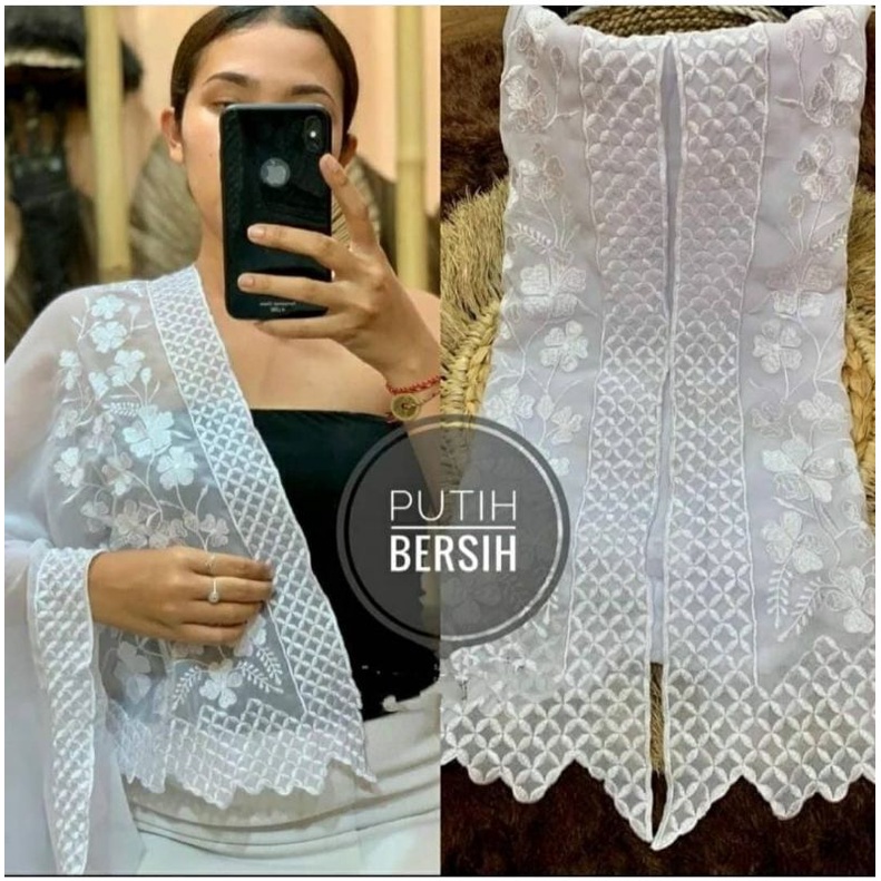 kain kebaya bordir cleopatra special putih