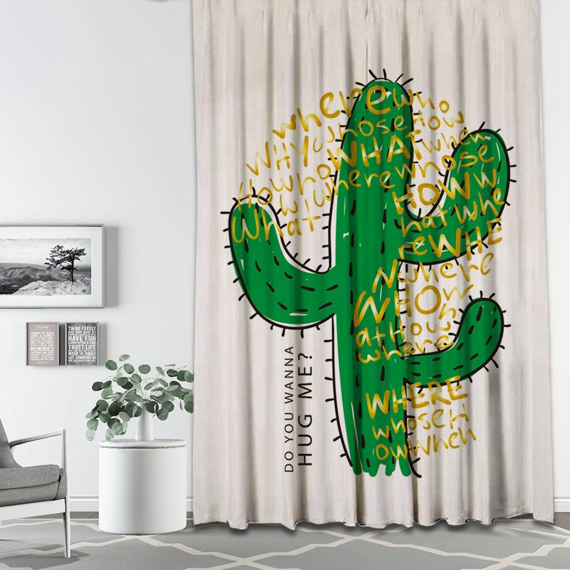 Tirai Jendela Simple Motif Print Kaktus Tropis Untuk Tirai Jendela Simple Motif Print Kaktus Tropis Untuk
