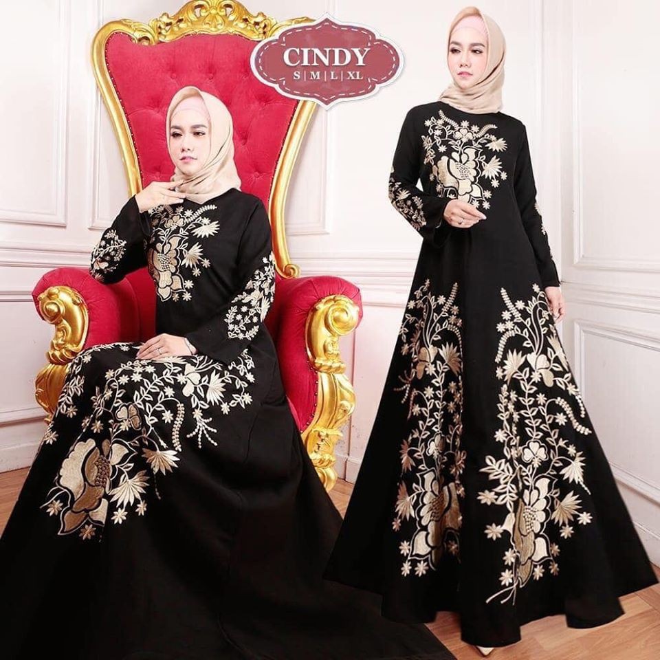 Abaya Hitam Bordir Gamis Hitam Gamis Abaya Arab Baju Abaya Arab Hitam bordir Wanita Arabian