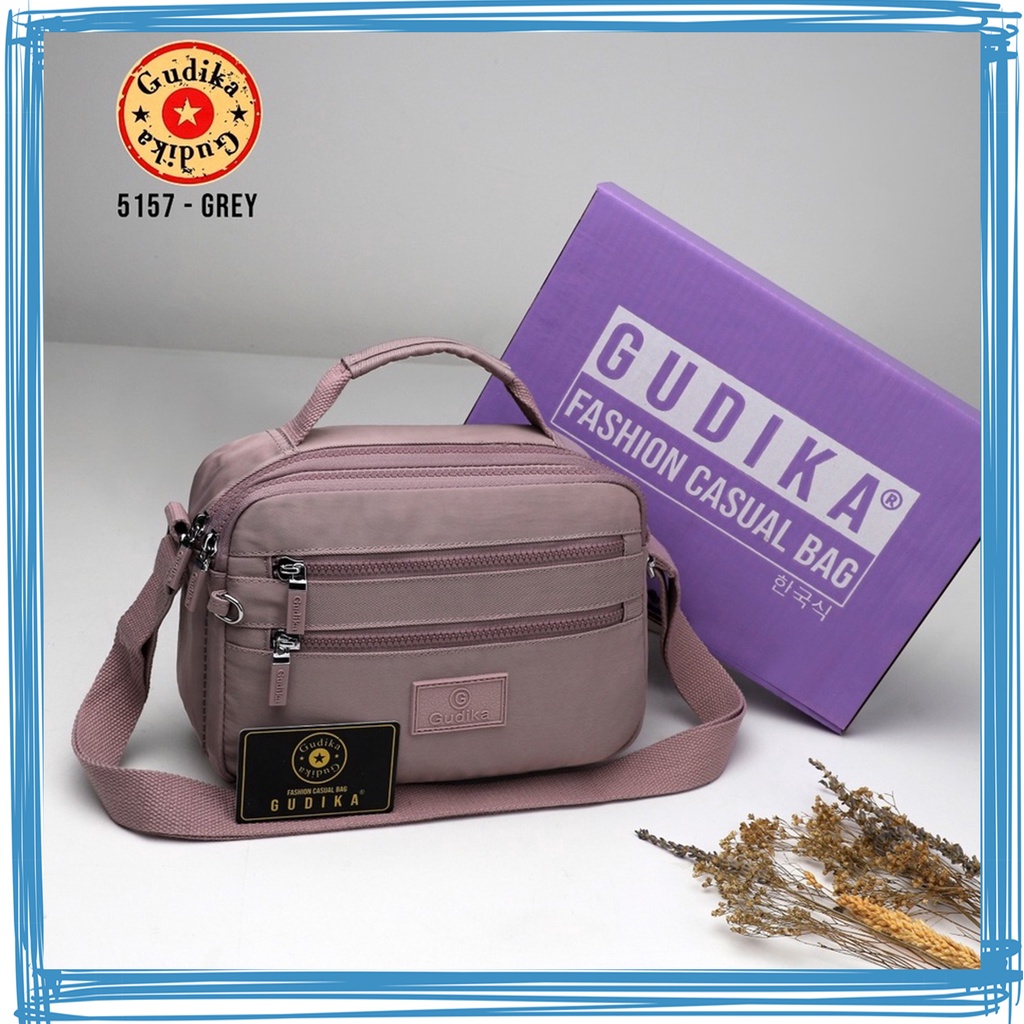 Open Reseller ✔ Gudika 5157 Tas Selempang Wanita Kece Korea Bahan Nilon Kedap Air Import Original