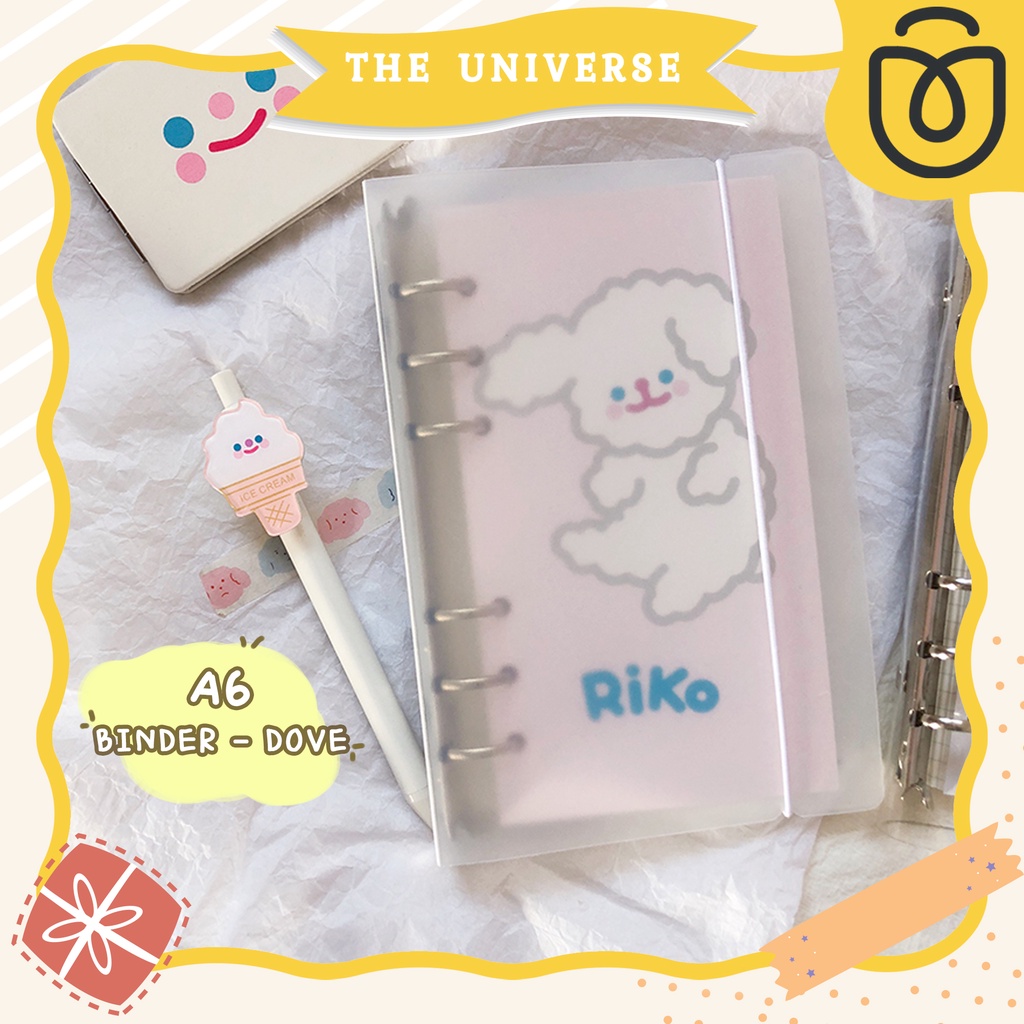 [THE UNIVERSE] 6 Ring Binder A6 Matte Aesthetic Binder Transparan Dove - ST008