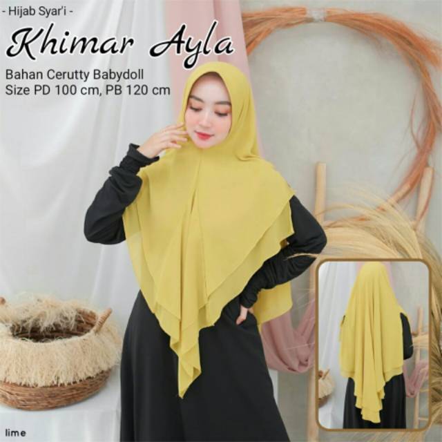 HIJAB / JILBAB KHIMAR SYAR'I PREMIUM - KHIMAR AYLA - BAHAN CERUTY BABYDOLL