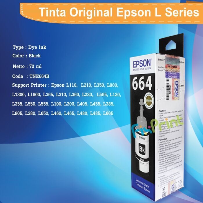 Tinta Printer Refill Epson Original Ink T664 L100 L200 L120 L210 L220 - Hitam FPS2010