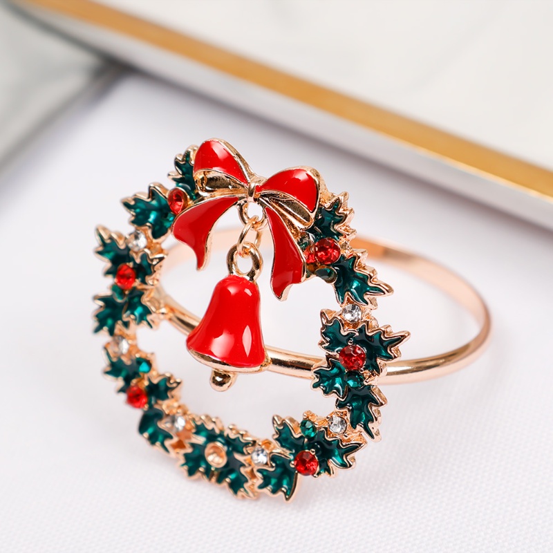 Cincin Serbet Bahan Logam Motif Lonceng Natal Untuk Dekorasi Meja