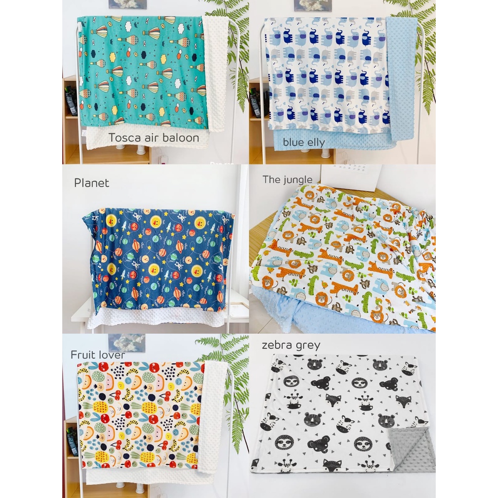 Selimut bayi double fleece printing bintik motif premium jumbo