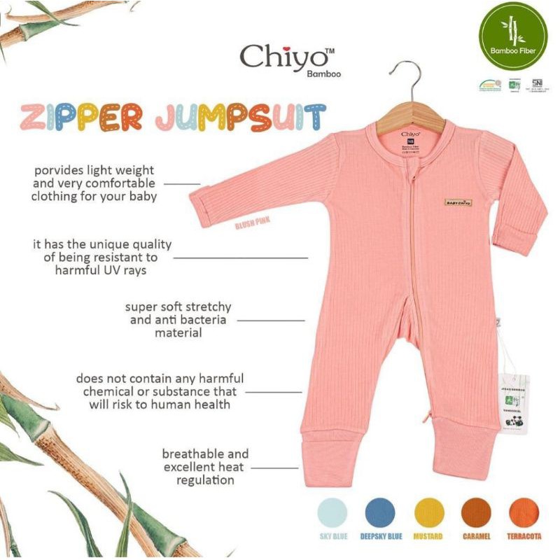 (CHIYO) SLEEPSUIT/ JUMPSUIT ZIPPER BAMBOO POLOS-PRINT