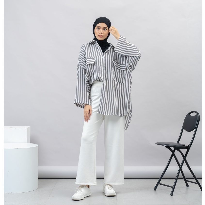 KEMEJA NATHA SALUR PREMIUM WOLFIS SHIRT BTS B383