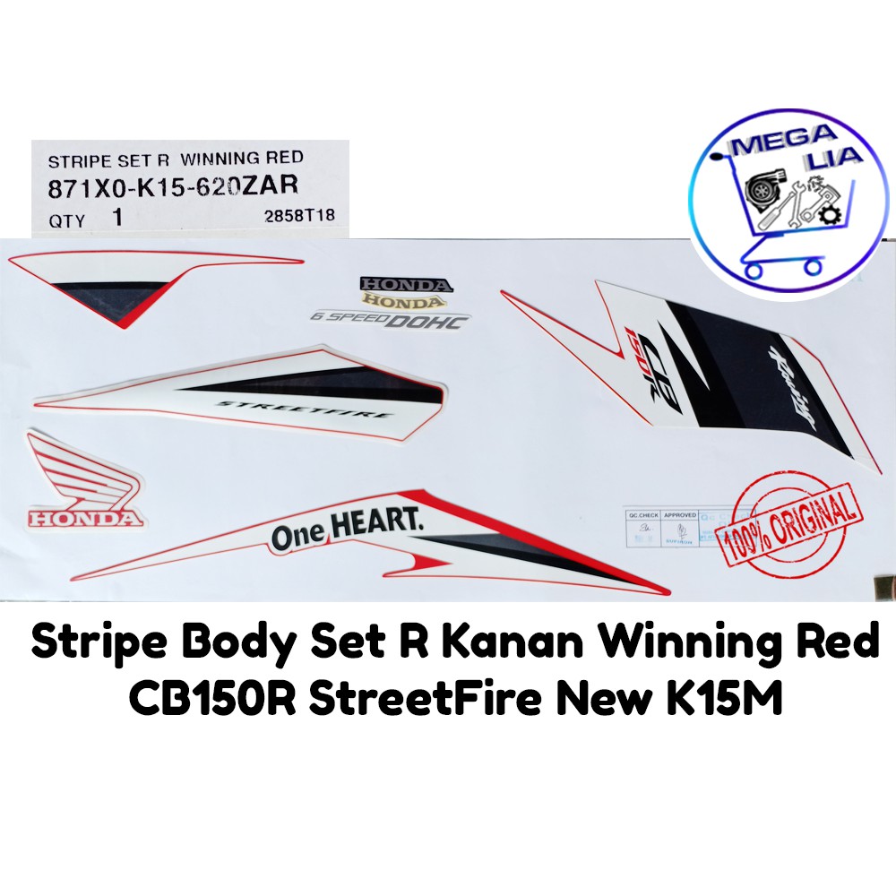 Sticker Stripe Body Set R Kanan Winning Red CB 150 StreetFire K15M 871X0K15620ZAR ORI HONDA