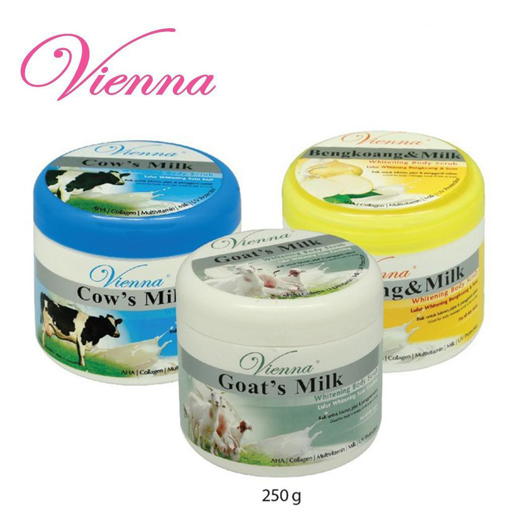 Vienna Body Scrub 1Kg 250gr Goat's Milk Cow's Milk Bengkoang's Milk