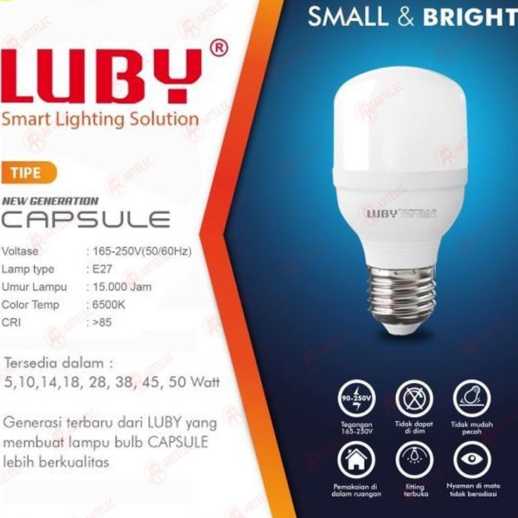 Bohlam Capsule Lampu LED Luby 50 Watt Small &amp; Bright