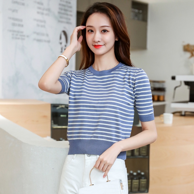 Naya Knit Top Import - Atasan Stripes Colour Knit Import TM (9A30)