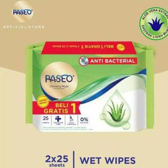 TISU BASAH PASEO ANTI BACTERIAL 25SHET (BELI 1 GRATIS 1)
