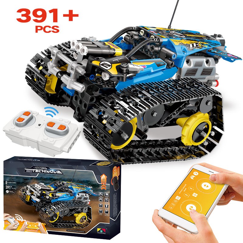 Mainan Lego Anak 391pcs Creator APP Remote Control Car Bricks Legoingly Technic RC Tracked Racer