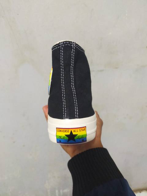 Sepatu converse 70s high RAINBOW hitam made in vietnam-2