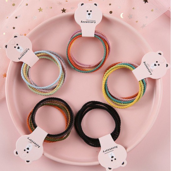 OSM - F871 Ikat Rambut Fashion 5 in 1 / Karet Warna Warni / Karet Rambut / Kuncir Rambut Wanita-4