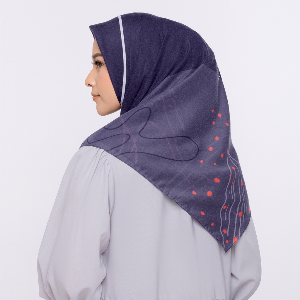 ZM Zaskia Mecca - Maura Navy Scarf Kerudung Segi Empat Wangi Water Splash