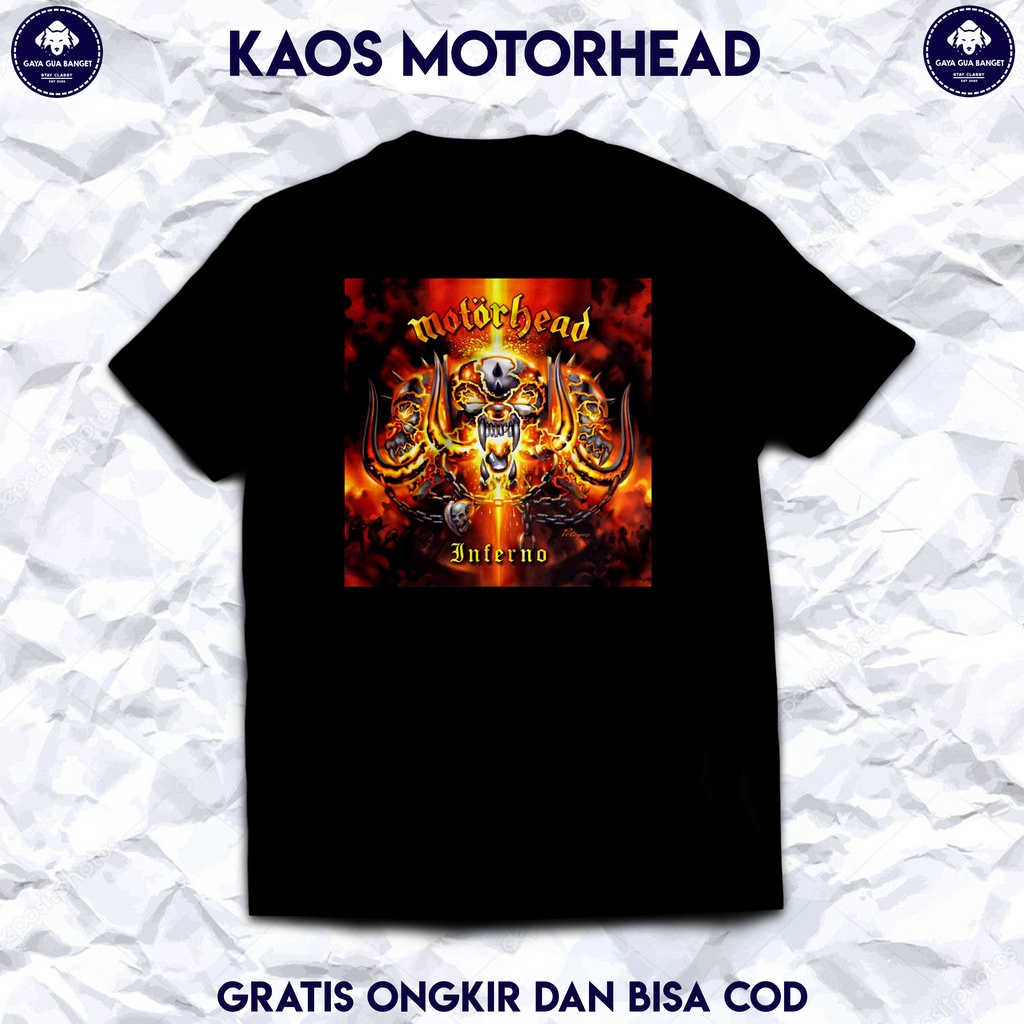 Motorhead Kaos Baju Band Musik Metal Original. T Shirt Musik Hardcore Band Motorhead original.