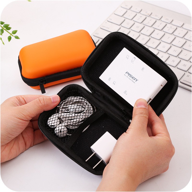 ☀ Sunly ☀ A080 Dompet Headset Travel Case Tempat Headset Earphone Case Mini Charge Kotak Headset