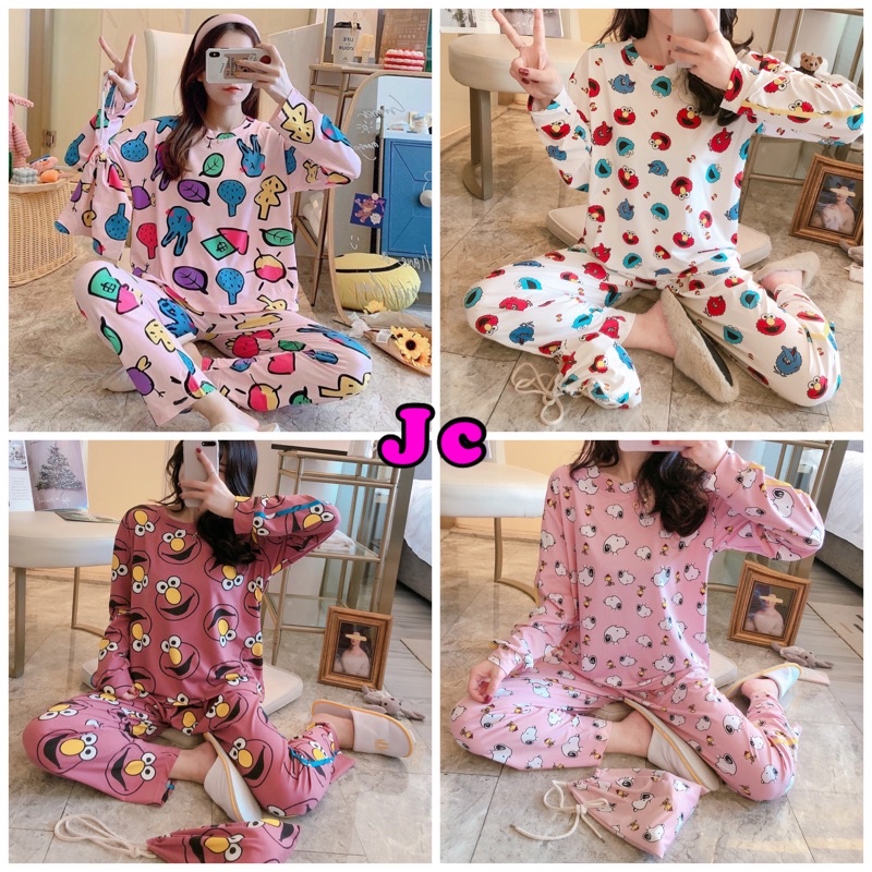 JC- Stelan Tidur Pouch Import PP / Piyama Korea Import Karakter / Piyama wanita kekinian murah