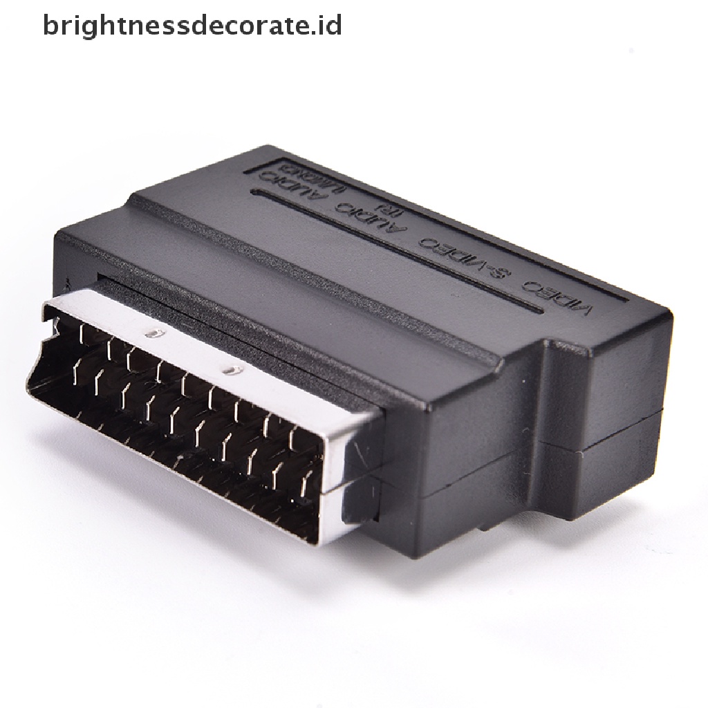 Adapter Scart Av Block Ke 3 Rca Phono Composite S-Video Dengan Switch In / Out Warna Emas