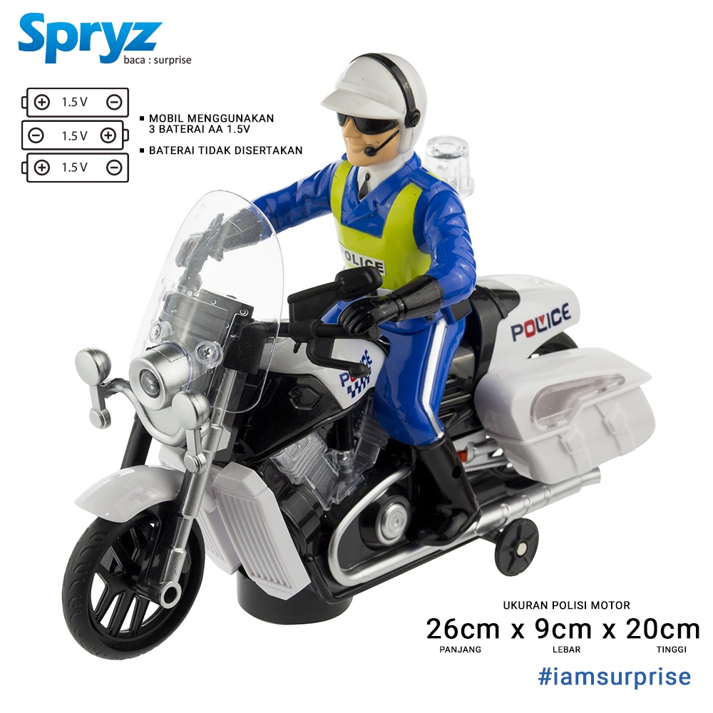 Spryz Citysquad Mainan Polisi Motor Bump N Go, Lampu &amp; Suara