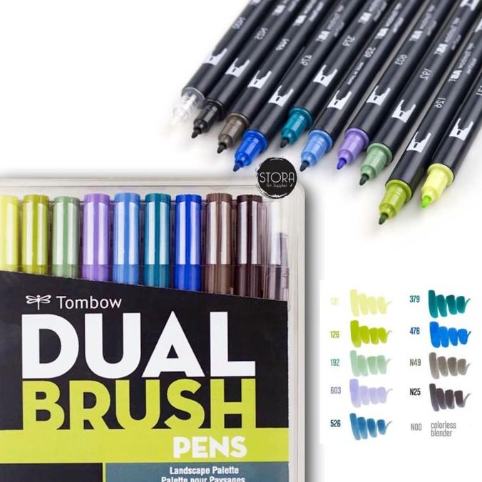 

(BISA COD) Tombow Dual Brush Pen Set 10 - Landscape Palette BERGARANSI Kode 188