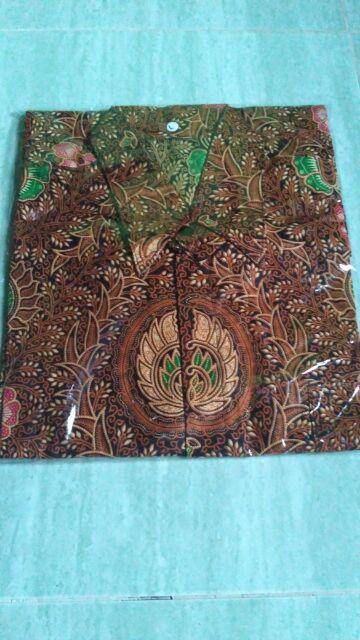 Kemeja Batik Lengan Panjang 021  Hem Batik Murah Seno Sogan Bakung Padi Manggar