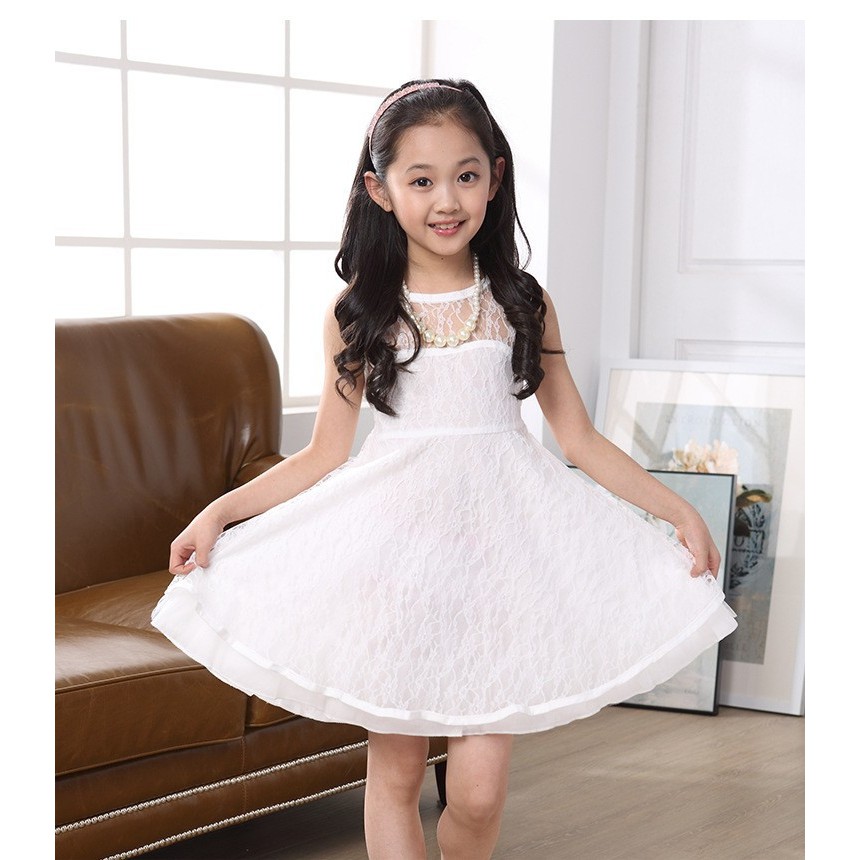 baju anak perempuan 7 tahun gaun pesta putih white dress dres wanita