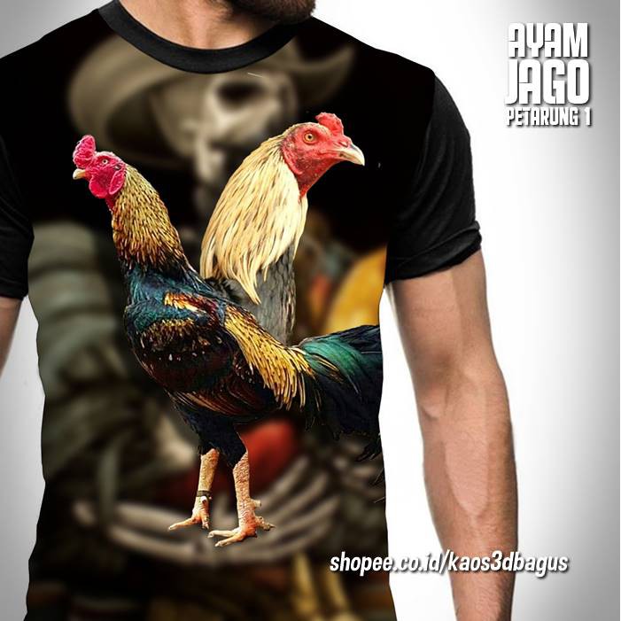 Baju Kaos AYAM JAGO Bangkok Petarung LAGA Indonesia PAPAJI Jago Petarung