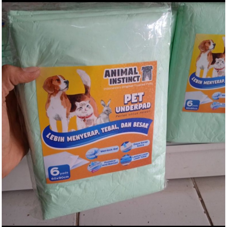 UNDERPAD Anjing kucing kelinci 60x90cm isi 6 pcs