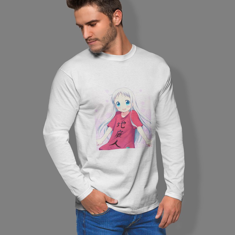 Kaos Tangan Panjang Meiko Honma Meiko Menma Anohana Tshirt Casual Bahan Katun Unisex T-Shirt