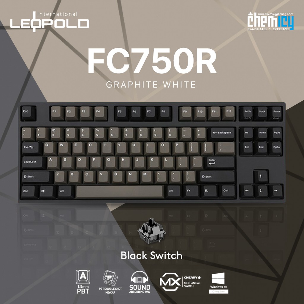 Leopold FC750R Graphite White TKL Mechanical Gaming Keyboard