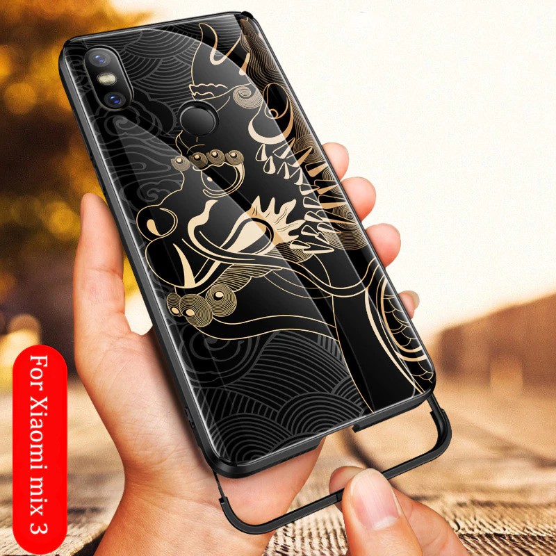 For Xiaomi Mi Mix 3 case dragon pattern tempered glass Aixuan Explosion-proof Cover For Xiaomi mix