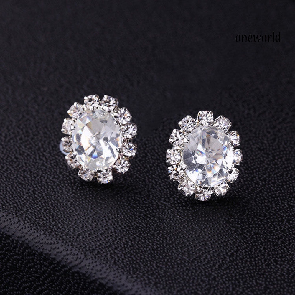 OW@ Fashion Women Lady Elegant Rhinestone Flower Ear Stud Earrings Gift Jewelry