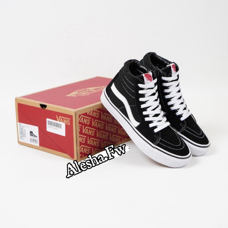 Sepatu Vans SK8 Hight Black-White /Vans SK8 Classic Terlaris Premium BNIB