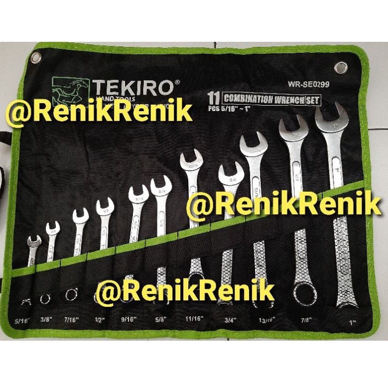 Tekiro Kunci Ring Pas Set Inchi 11 Pcs Combination Wrench Set Inch 5/16" - 1"