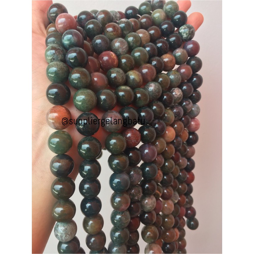 supplier bahan batu giok indian agate bacan 14mm akik bloodstone heal stone healing peredaran darah