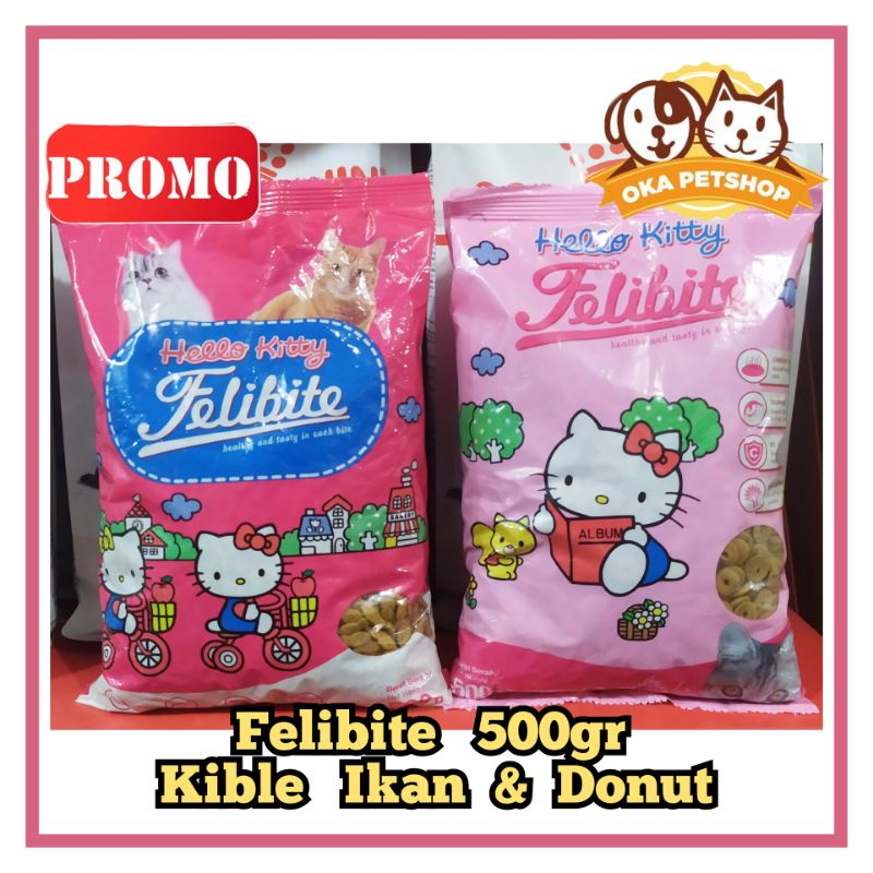 makanan kucing felibite 500gr freshpack - makan kuncing felibite bentuk ikan &amp; donut 500gr