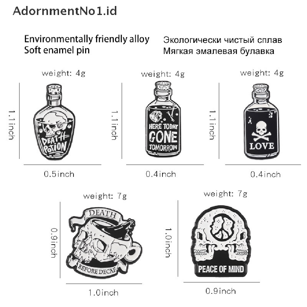 (AdornmentNo1) Bros Pin Enamel Desain Tengkorak Botol Hitam Gaya Punk