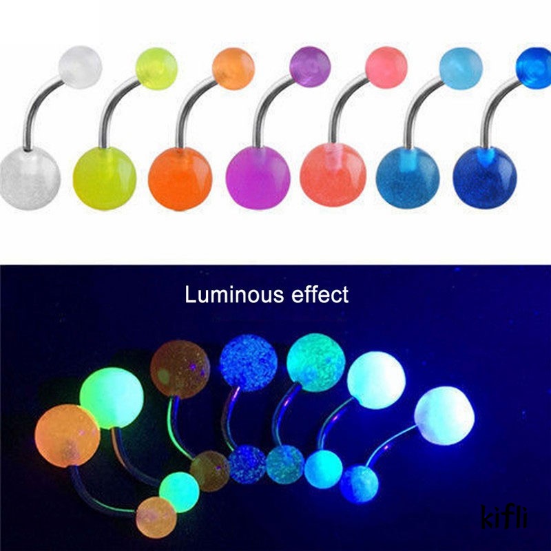 1pc Anting Tindik, Perut Pusar Bahan, Stainless Steel, Akrilik Luminous Dengan, Untuk Wanita