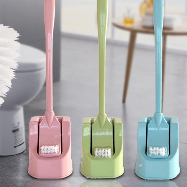 ➦ HOVELSHOP Sikat Lantai Kamar Mandi Gagang Panjang Sikat Sudut WC Dengan Tatakan ✩