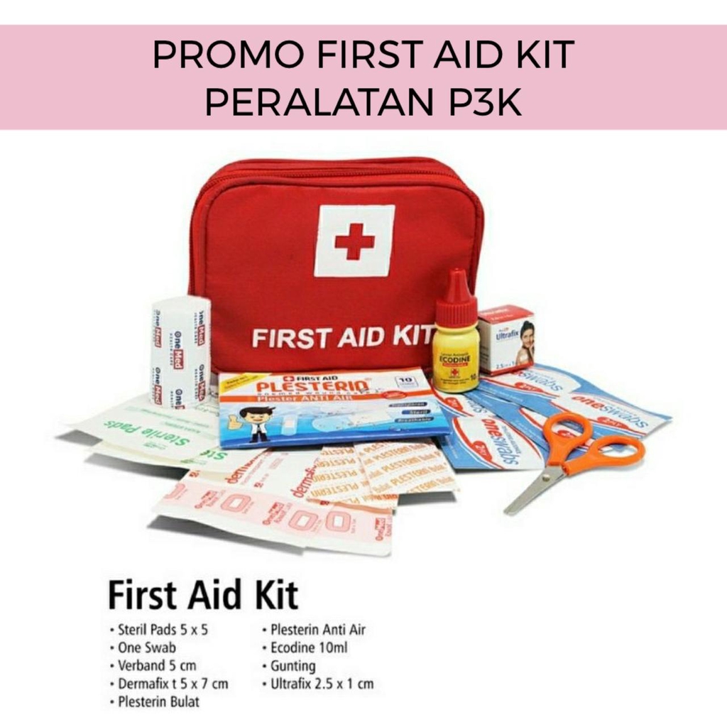 P3K ONEMED First Aid Kid Pocket Bag / Tas Dompet Kotak Merah Lengkap Emergency Kit