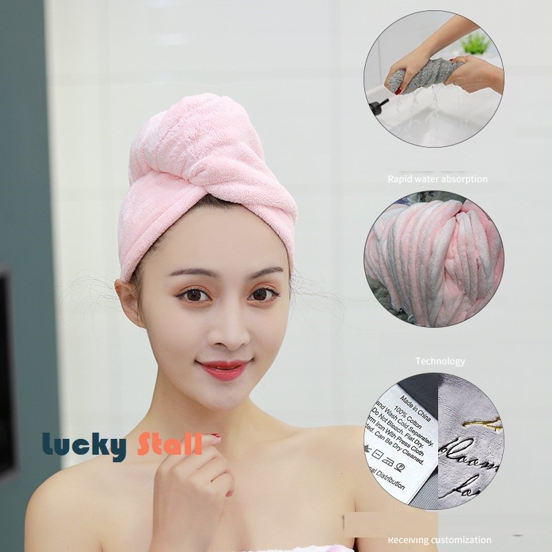 Handuk Keramas Cepat Kering Magic Head Towel Fast Dry Hair Bahan Microfiber Handuk Turban