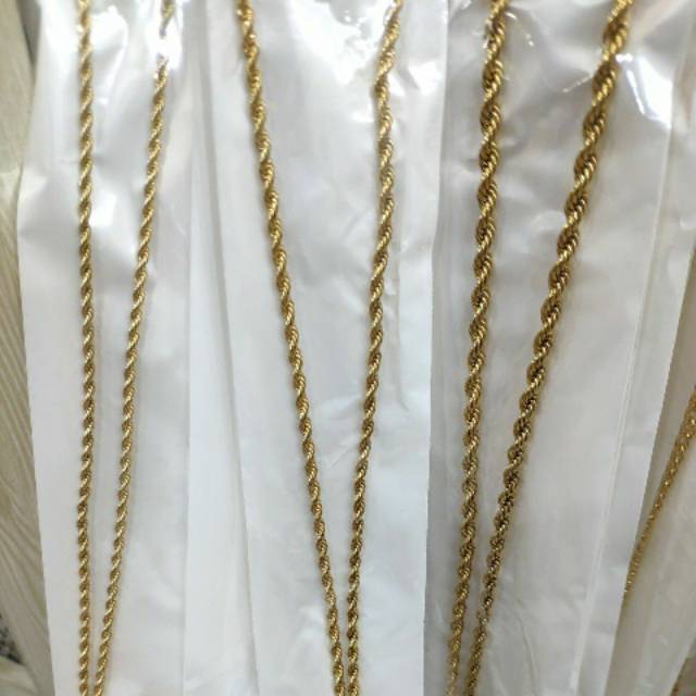 Kalung tambang titanium warna emas